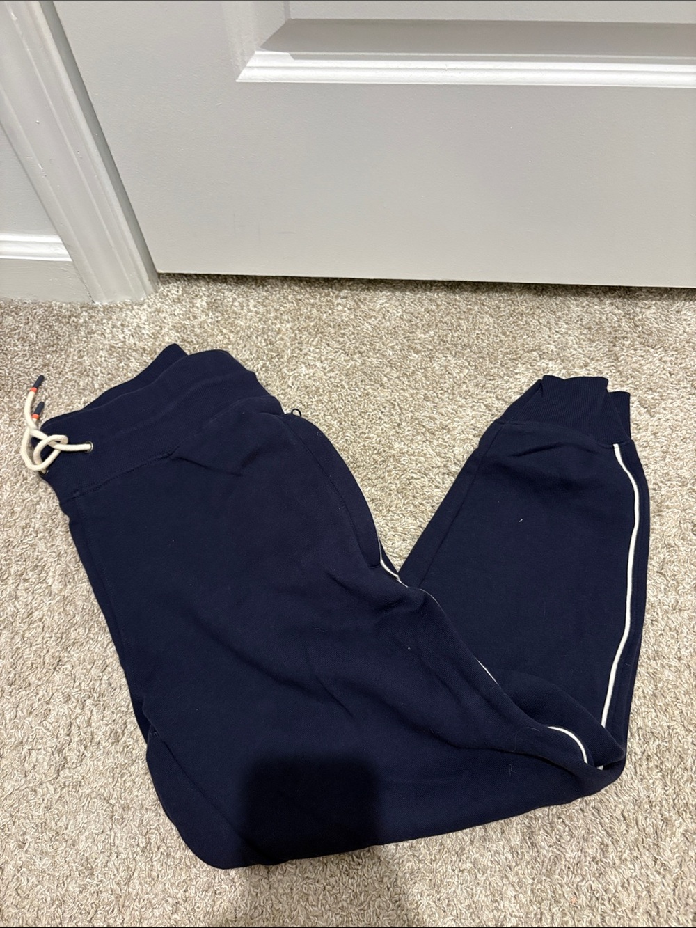 cotopaxi Navy Sweatpants with White Side Piping